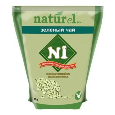 N1 Комкующийся древесный гималайский кедр наполнитель Naturel Зеленый чай на 175 л 7 кг 3633₽