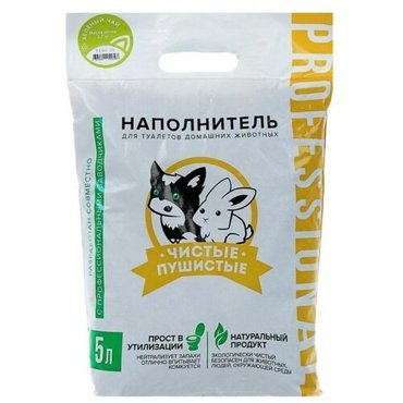 Наполнитель Чистые Пушистые зеленый ЧАЙ 5л комкующийся 404₽