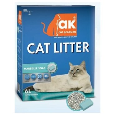 Наполнитель для кошачьего туалета AK Cat комкующийся бентонитовый с ароматом Марсельское мыло 55 кг 6 л 1000₽