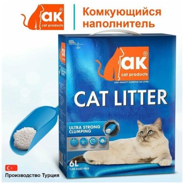 Наполнитель для кошачьего туалета AK Cat Ultra Strong Clumping комкующийся бентонитовый без запаха 55 кг 6 л 870₽
