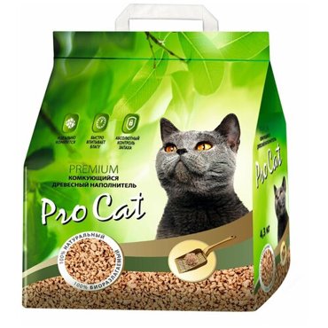 Наполнитель для кошачьего туалета PRO CAT комкующийся древесный 43кг 1104₽