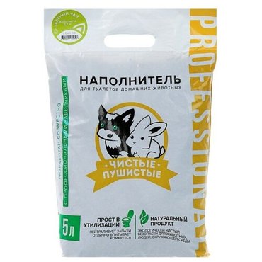 Наполнитель для туалета Чистые пушистые Зеленый чай 5л 299₽