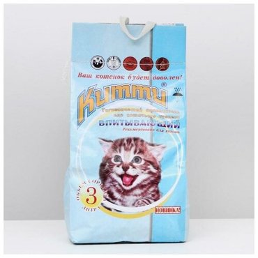 Наполнитель минеральный впитывающий китти для котят 3 л 431₽
