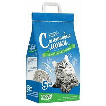 Наполнитель Счастливые Лапки Эконом комкующийся глиняный для кошек 5 кг 454₽
