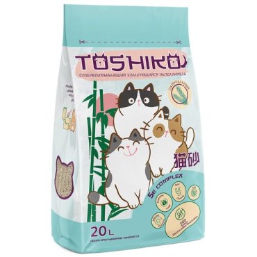Наполнитель для кошачьего туалета комкующийся древесный Toshiko натуральный без запаха 76 кг 20 л 2060₽