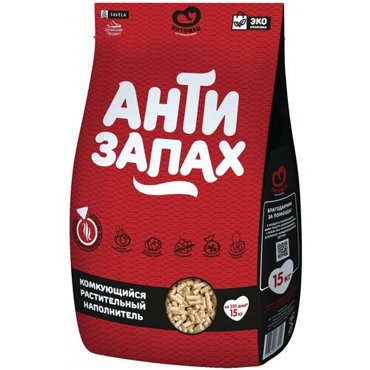 Питомец наполнитель растительный комкующийся Антизапах 15кг 3799₽