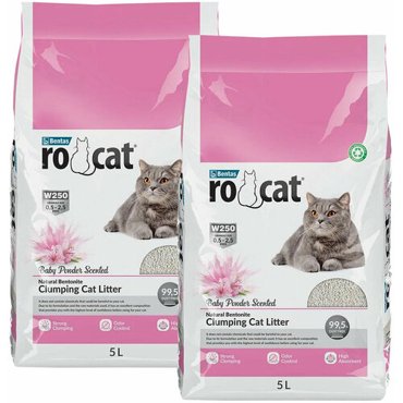 RO CAT BABY POWDER наполнитель комкующийся для туалета кошек с ароматом детской присыпки 5 5 л 1617₽