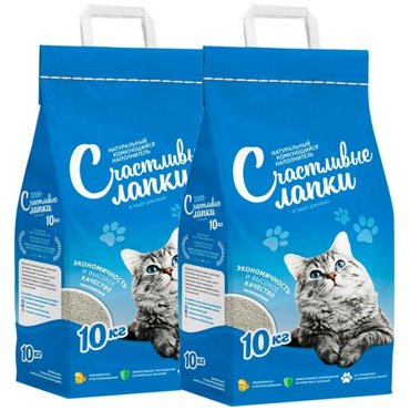 Счастливые лапки наполнитель комкующийся для туалета кошек 10 10 кг 2178₽