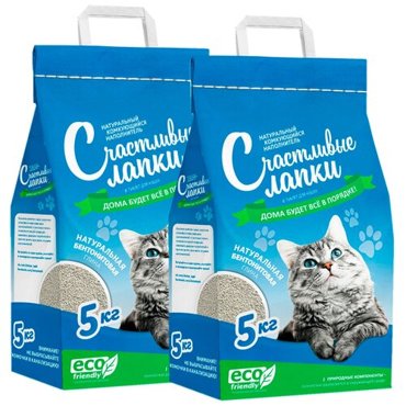 Счастливые лапки эконом наполнитель комкующийся для туалета кошек 5 5 кг 1166₽