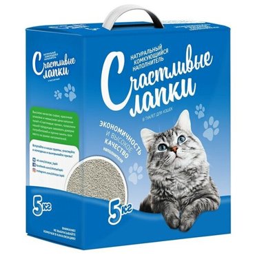 Счастливые лапки наполнитель бентонит 5кг 620₽