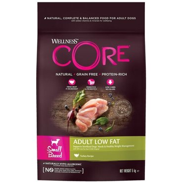 Wellness Core сухой корм для взрослых собак мелких пород со сниженным содержанием жира из индейки с курицей 5 кг 3790₽