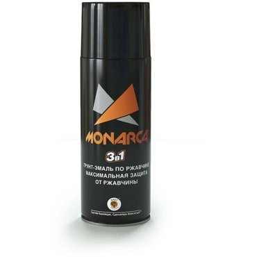 Грунт-эмаль по ржавчине 3в1 аэрозольная Monarca 520 мл RAL9005 Черный Матовый 762₽