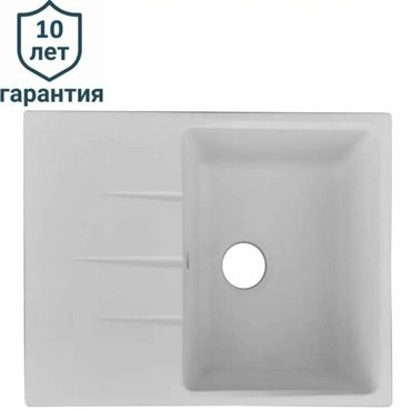 Мойка врезная Delinia прямоугольная 64x49x21 см кварц цвет белый 9190₽