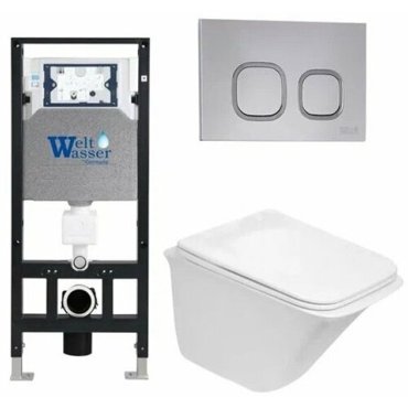 Комплект WeltWasser AMBERG 506 ROTBACH 004 GL-WT AMBERG RD-CR инсталляция с унитазом и кнопкой смыва 27000₽