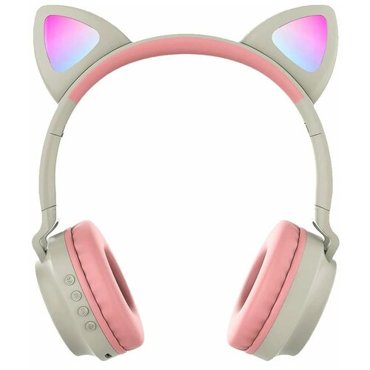 Беспроводные bluetooth наушники Cat Ear ZW-028 со светящимися кошачьими ушками бело-розовые 1350₽