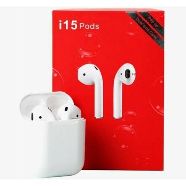 Беспроводные Bluetooth наушники i15 Pods TWS с боксом-подзарядкой iOS Android 490₽