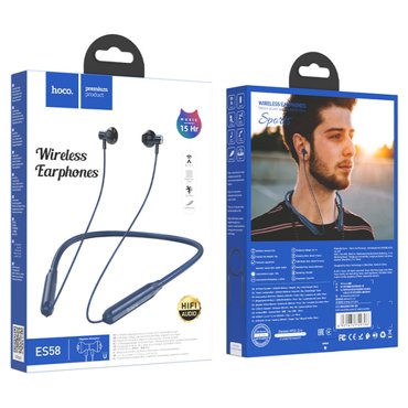 Беспроводные наушники Bluetooth спортивные Hoco ES58 Sport Wireless 15 часов работы темно-синие 845₽