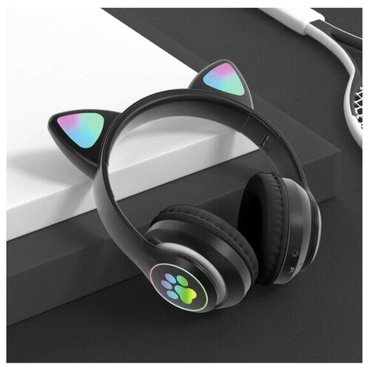 Беспроводные наушники Cat Ear с bluetooth и светящимися кошачьими ушками черные 1385₽