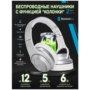 Гарнитура CROWN CMBH-5050 Silver 4174₽