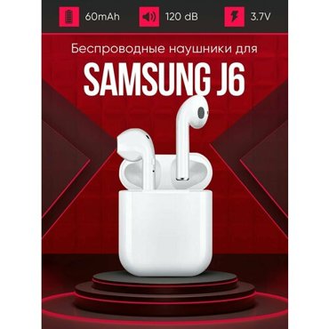 Беспроводные наушники для телефона Самсунг j6 Полностью совместимые наушники со смартфоном Samsung j6 i9S-TWS 37V 60mAh 1290₽