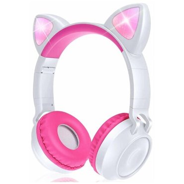 Беспроводные наушники с ушами кошки ZW-028 белые с розовым 1550₽