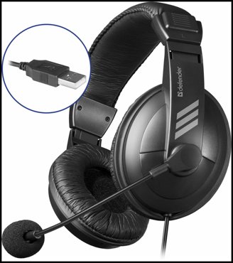 Проводные наушники Defender Gryphon 750U USB черный 990₽