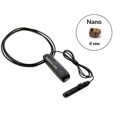 Капсульный микронаушники Nano 4 мм и беспроводная гарнитура Bluetooth Basic с выносным микрофоном кнопкой подачи сигнала кнопкой ответа и перезвона 3 часа в режиме активного разговора 8120₽