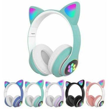 Наушники беспроводные Bluetooth KUPLACE TWS наушники Детские наушники Беспроводные наушники Наушники со светящимися ушками бирюзовые 550₽