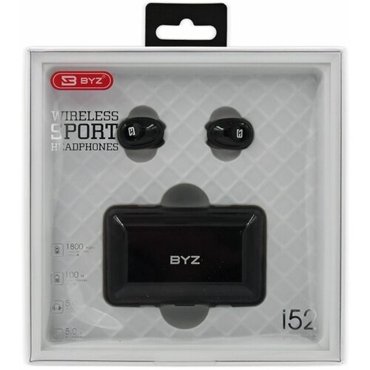 Наушники беспроводные BT ver 50 BYZ I52 вакуумные с микрофоном кейс 1800mAh черный 2920₽