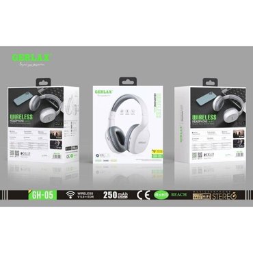 Наушники беспроводные GERLAX GH 05Bluetooth спортигровыебелые 2000₽