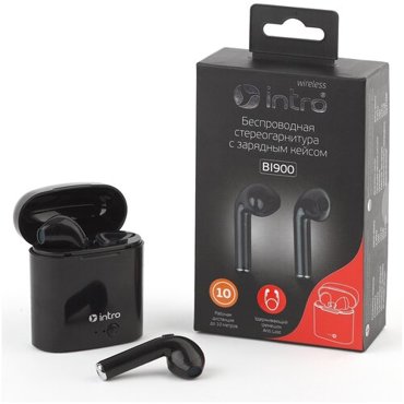 Intro BI-900 вкладыши с зар кейсом Bluetooth-гарнитура черные 1001200 1899₽