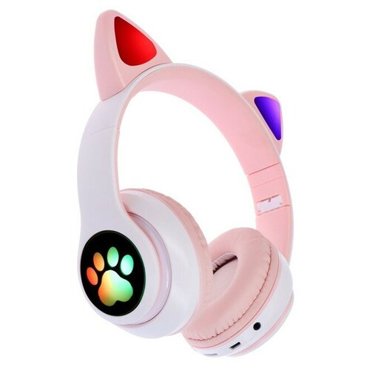 Наушники беспроводные Кошки W-32 микрофон BT 50 AUX microSD MP3 400 мАч розовые 7348413 1778₽