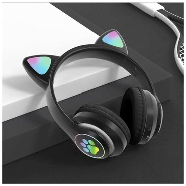 Беспроводные наушники Bluetooth со светящимися кошачьими ушами STN-28 черные 910₽