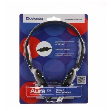 Наушники Defender Aura 101 накладные 85 дБ 32 Ом 35 мм 18 м черный 1170₽