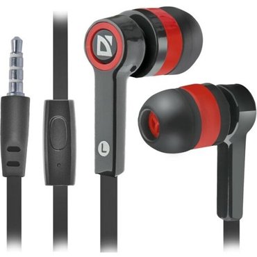 Наушники Defender Pulse 420 вакуумные микрофон 105дБ 32 Ом 35 мм 12 м чёрно-красные 580₽