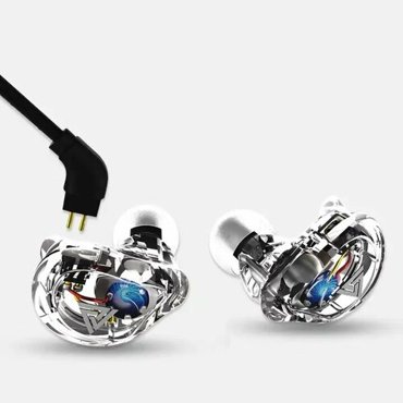 Наушники динамические QKZ-VK1 HiFi с двойной подвижной катушкой 2DD Стерео с микрофоном прозрачные 2003₽