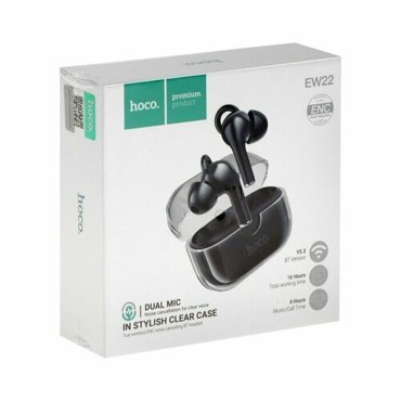Наушники EW22 TWS беспроводные вкладыши BT53 30300 мАч микрофон черные 2046₽