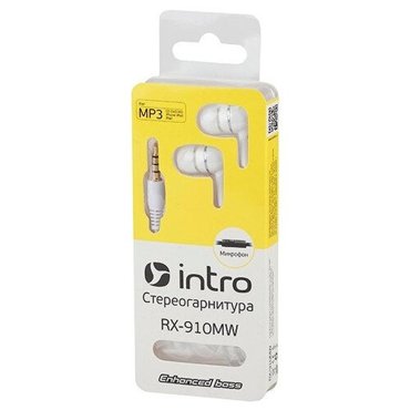 Наушники Intro RX-910MW с микрофоном белые вкладыши 345₽