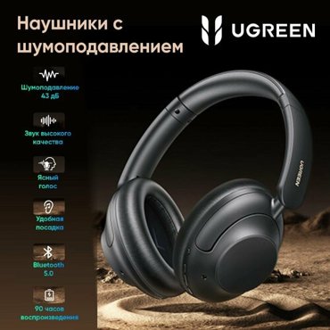 Наушники накладные беспроводные UGREEN HP202 15809 HiTune Max5 Hybrid Active Noise-Cancelling Headphones Цвет белый 6490₽