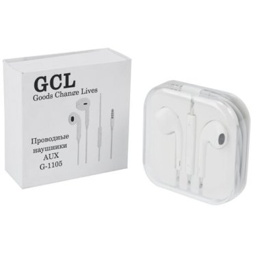 Наушники проводные наушники проводные для телефона GCL G-1105 aux наушники c микрофоном регулировка громкости белый 846₽