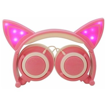 Наушники с ушками кошки cветящиеся Розовый 920₽
