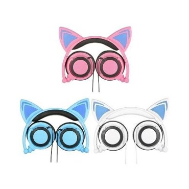 Наушники с ушками кошки cветящиеся Синий 880₽