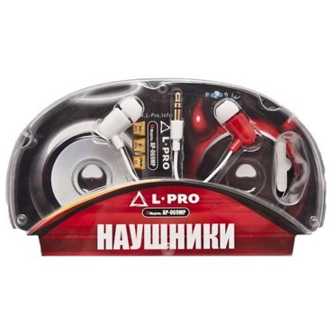 Наушники вкладыши L-PRO AP069MP бело -красные 146₽