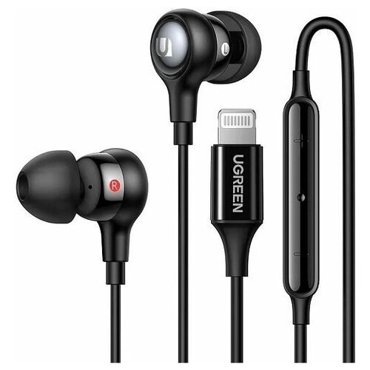Проводные наушники UGREEN EP103 In-Ear Earphones with Lightning Чёрный 1608₽