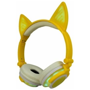Светящиеся наушники Ушки кошки с подсветкой и Bluetooth желтые 2189₽