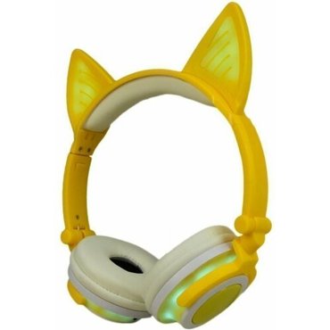Светящиеся наушники Ушки кошки с подсветкой и Bluetooth желтые 2468₽