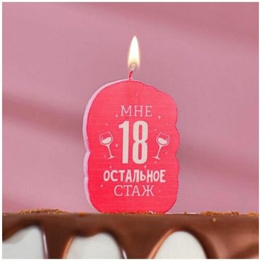 Свеча для торта Мне 18 остальное стаж С приколом 585 см 324₽