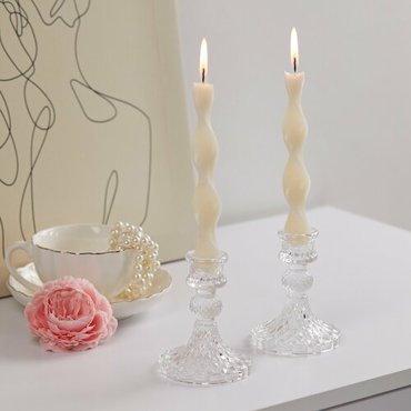 Подсвечник для свечей стеклянный серебристый Gestia Home 610₽