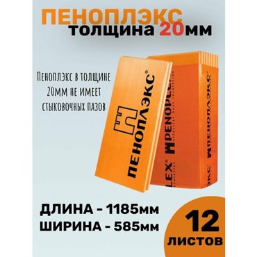 Пеноплэкс 20 мм основа 12 листов 825 м2 высокоэффективный утеплитель из экструзионного пенополистирола 20х585х1185 3198₽