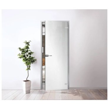 Межкомнатная стеклянная дверь RAL 9003 2000x700 с фурнитурой classic и Z-коробкой серебро 23800₽